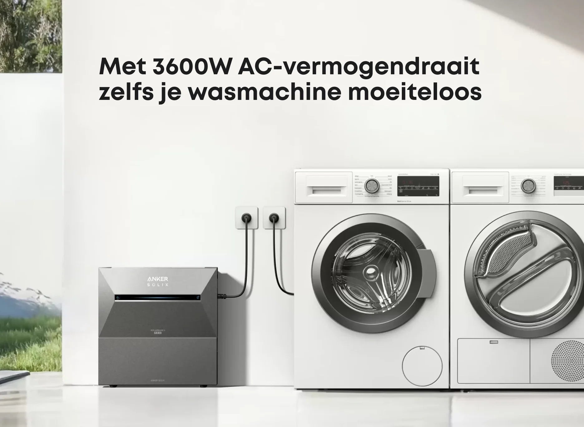 Anker Solix Solarbank 3 Pro met 3.600 W output — draait wasmachine moeiteloos